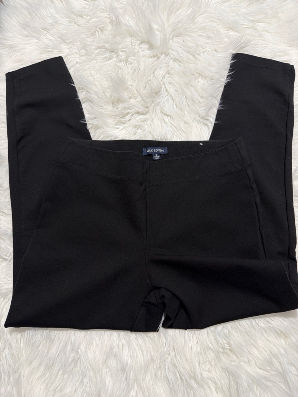 Max Edition Solid Black Stretch Ponte Trousers